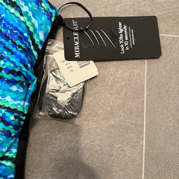 Miraclesuit Blue and Black One Piece Swimsuit with Sweetheart Neckline - Picture 2 of 6